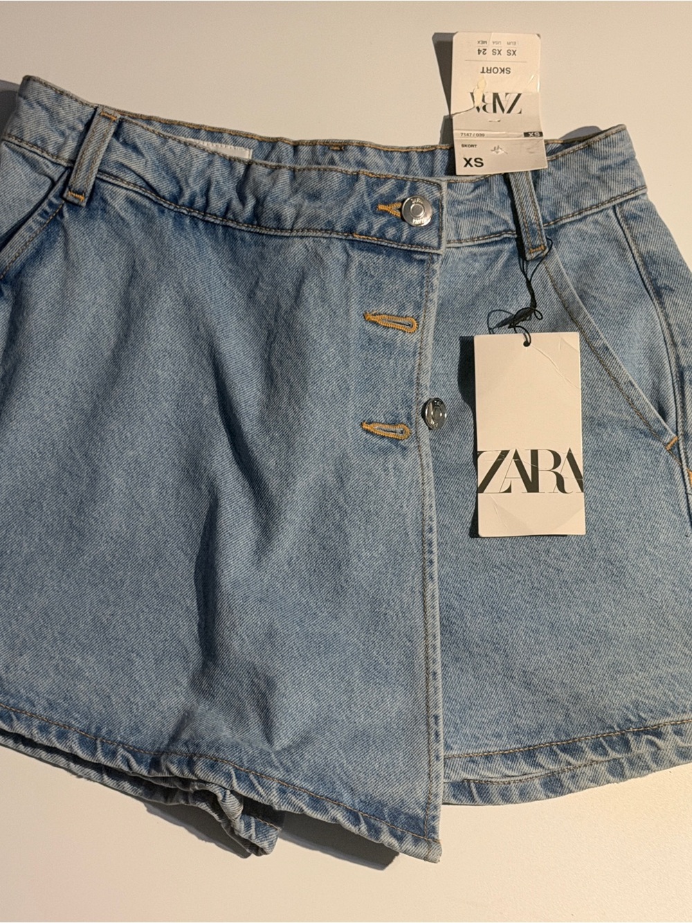ZARA Light Blue Denim Skort - XS
